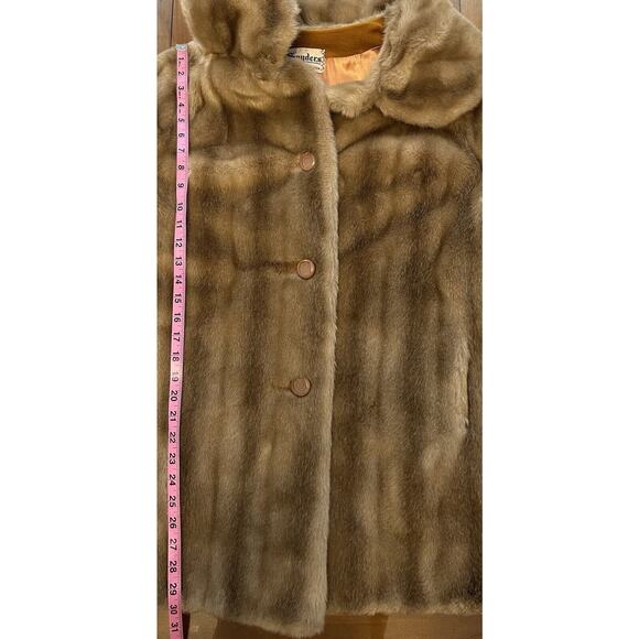 Vintage TISSAVEL FRANCE 1950s 60s Faux Fur Vegan Mink Coat Tan Glam New Years XL - Picture 3 of 7